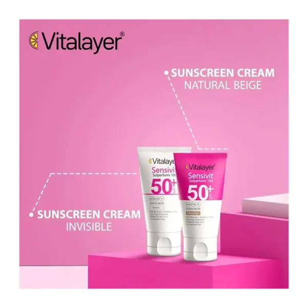 کرم ضد آفتاب رنگی پوست حساس Sensivit SPF50 ویتالیر 40 میلی لیتر